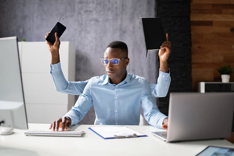 bigstock-Multitasking-Workload-Of-Happy-464828667