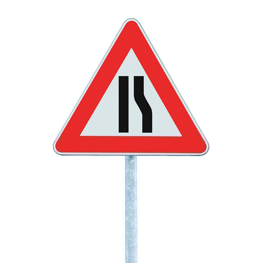 bigstock-Road-Narrows-Sign-On-Pole-Lef-26058476